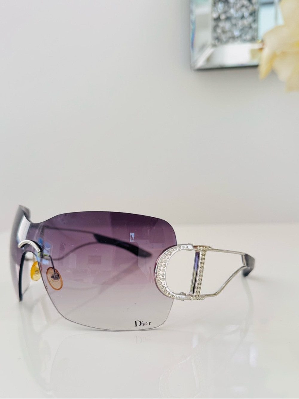 RARE 🦋 Authentic DIOR rimless  Diorly 1 Swarovski sunglasses